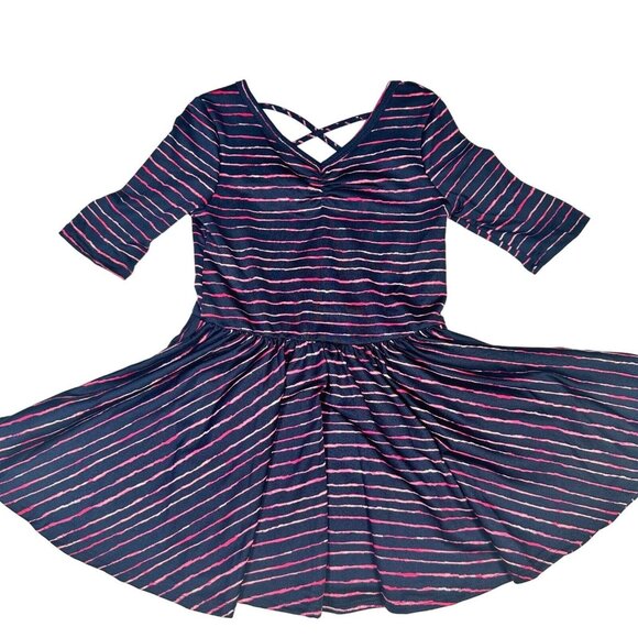Dot Dot Smile Striped Black Pink Red Ballet Dress Crisscross Back Girls 2T READ - Picture 1 of 9